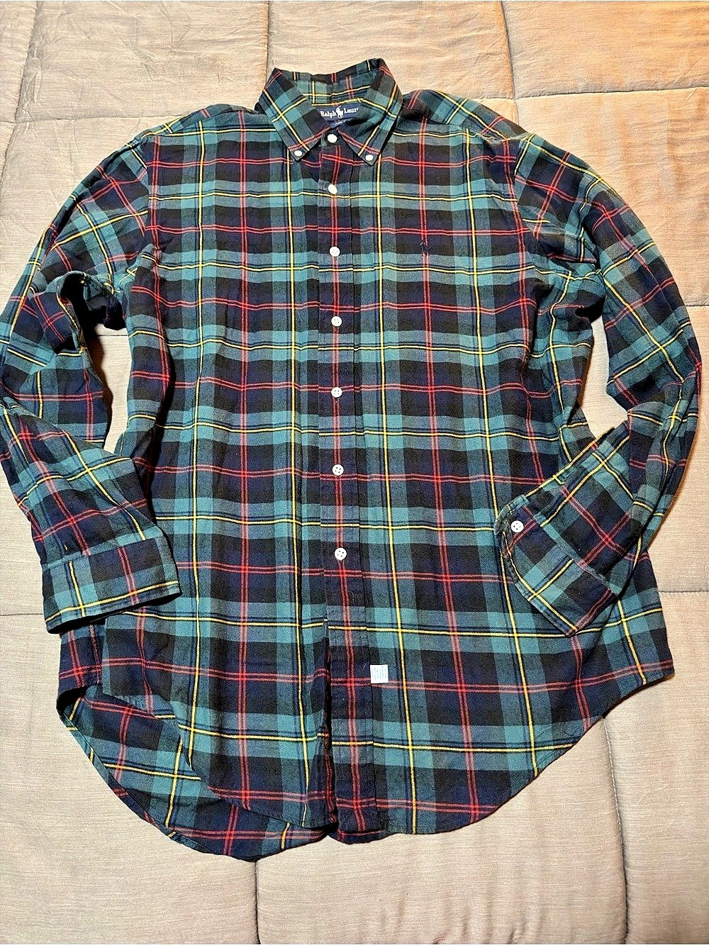Ralph Lauren 90s Vintage Plaid Cotton Button Down Shirt Size Large
